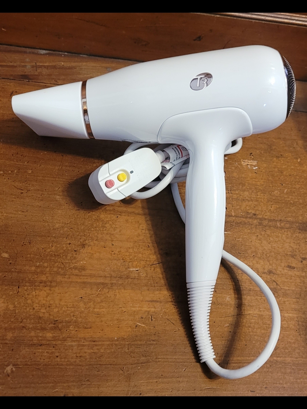T3 White Hair Dryer with Rose Gold Trim - Picture 2 of 4